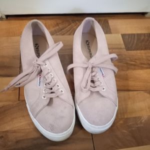 Pink Superga platform sneakers